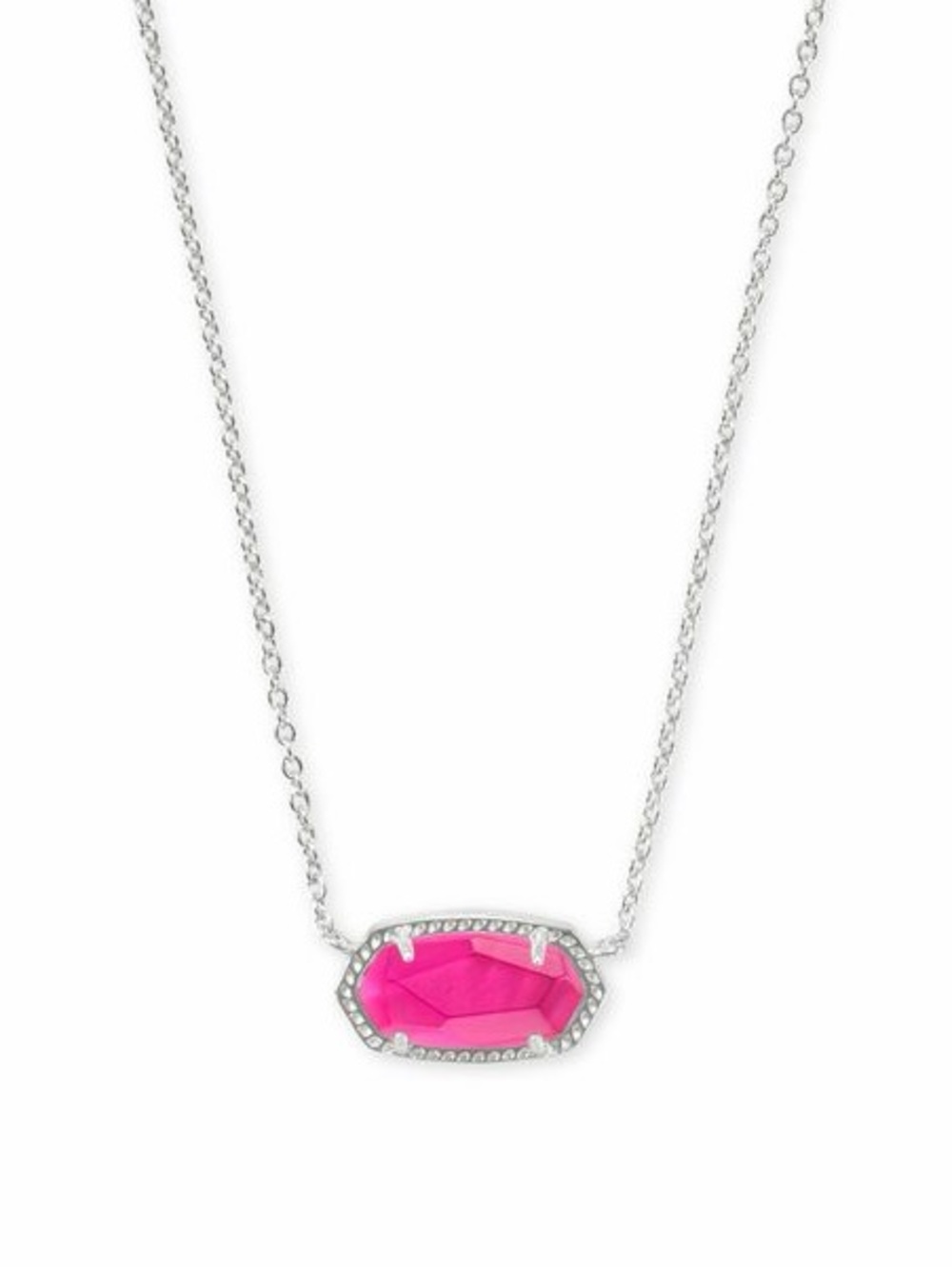 Kendra Scott Silver Necklace with Hot Pink Stone